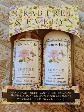 Crabtree & Evelyn Summer Hill Hand Wash & Hand Lotion Set (2 x 500mL) NEW
